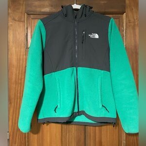 North Face Green and Black hooded fleece.